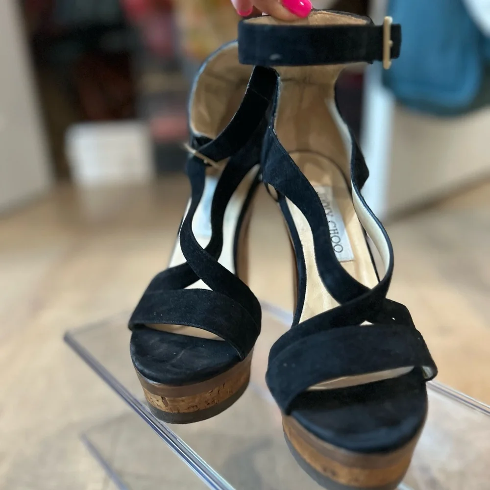 Black Suede Jimmy Choo Platform heels size 35 - Picture 1 of 7